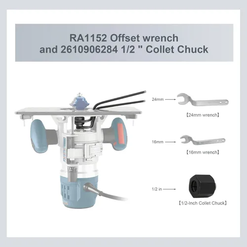 Miniatura 3 de Thaekuns RA1152 Llaves de desplazamiento para router BOSCH 2610906284 Portabrocas de 1/2 pulgada para enrutadores de las series 1613, 1617, 1618