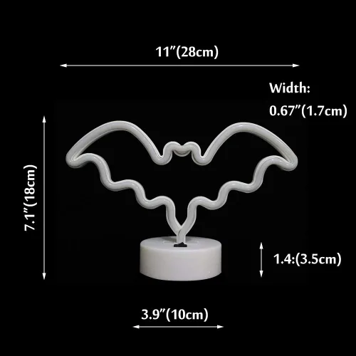 Miniatura 4 de Luces LED de murciélago de neón moradas, letreros de neón en forma de murciélago, luces nocturnas a pilas, lámpara de mesa de escritorio