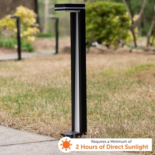 Miniatura 5 de Gama Sonic Sentry 92iP260082 - Lámpara solar para caminos para exteriores, aluminio fundido resistente, moderna pasarela vertical, blanco brillante