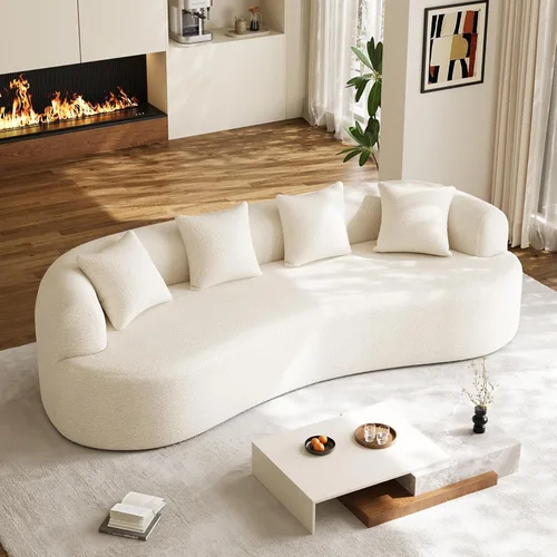 Miniatura 19 de Sofá modular de gran tamaño de 131 pulgadas para sala de estar, moderno sofá de lujo de felpilla de 4 plazas extra profundo y ancho, con 4 cojines