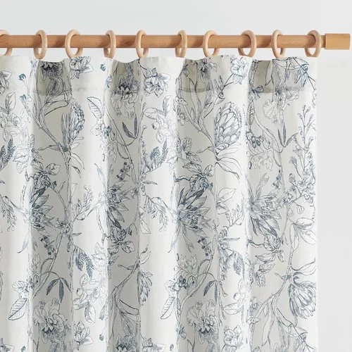 Miniatura 17 de Jinchan Cortinas de Mezcla de Lino con Estampado Floral para Sala de Estar, 84 Pulgadas de Largo, Cortinas con Bolsillo para Varilla y Tab Trasera