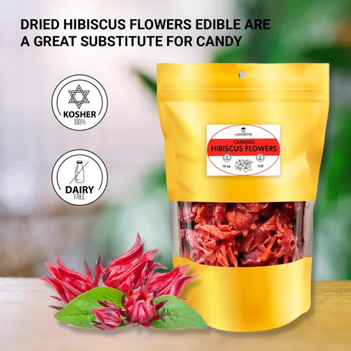 Miniatura 4 de WOODCHA Hibisco confitado, flores comestibles secas, flores comestibles de hibisco, decoración de pasteles, comida de hibisco, flores deshidratadas
