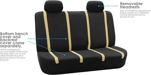 Miniatura 5 de FH GROUP FH-FB032114 fundas de asientos de automóvil de tela lisa exclusivas con funda de volante FH GROUP FH2033 y almohadillas de cinturón