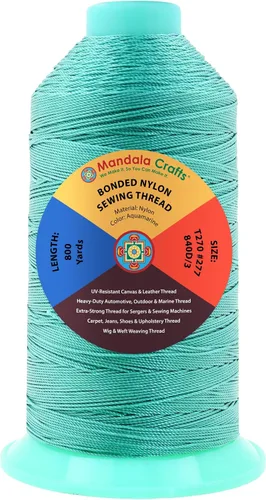 Miniatura 259 de Mandala Crafts - Hilo de nailon para coser cuero, tapicería, mezclilla y para trenzar el pelo; resistente, 1500 yardas, tamaño 69 T70 Marrón