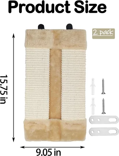 Miniatura 2 de VCEPJH Paquete de 2 rascadores de esquina para gatos, de sisal natural, para montar en la pared, almohadillas de arañazos para gatos