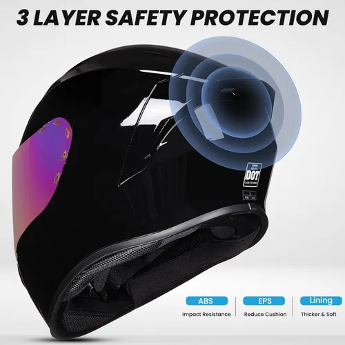 Miniatura 3 de Cascos integrales de motocicleta para adultos, hombres y mujeres DOT con visera tintada, modelo MD-813 para bicicleta de calle y carreras