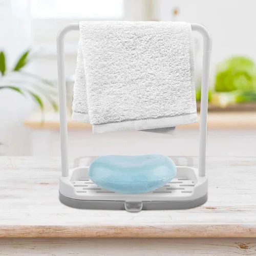 Miniatura 5 de Toallero de cocina para encimera de cocina, soporte para trapo, soporte para trapo, barra desmontable de cocina, toallero, organizador de Gris