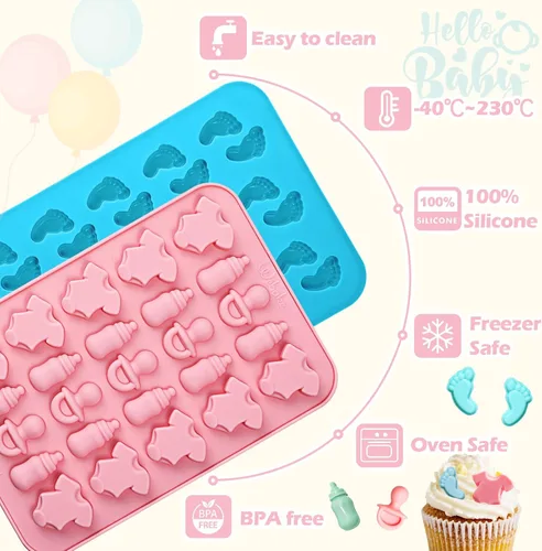 Miniatura 4 de Webake Molde para pies de bebé, molde para chupete de biberón, tamaño de bocado, moldes de silicona para caramelos de chocolate, molde de goma