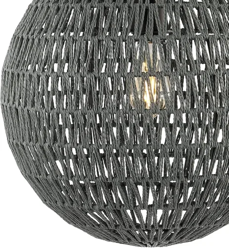 Miniatura 8 de JONATHAN Y Lámpara colgante LED tejida bohemia moderna de 16 pulgadas, color gris/negro, lámpara de techo colgante ajustable para isla de cocina