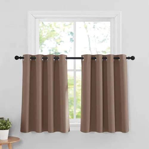 Miniatura 31 de RYB HOME Cortinas opacas de cocina de 36 pulgadas de largo, tratamiento de privacidad para ventanas pequeñas, aislamiento térmico, telón de fondo