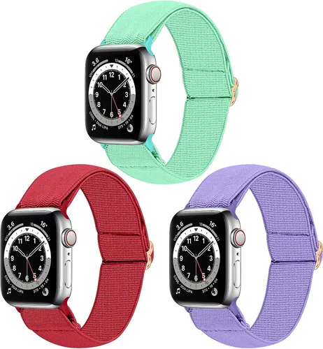 Miniatura 9 de Dsytom Paquete de 3 correas elásticas compatibles con Apple Watch de 1.496 pulgadas, 1.614 pulgadas, 1.575 pulgadas, 1.654 pulgadas, 1.732 pulgadas
