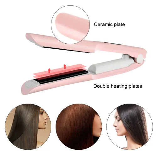 Miniatura 6 de Mini alisador de pelo inalámbrico portátil de viaje, rizador plano 2 en 1, de cerámica, recargable por USB, plancha plana inalámbrica