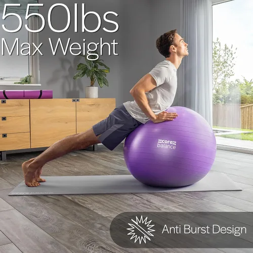 Miniatura 4 de Core Balance Pelota de ejercicio para entrenamientos, resistente a estallidos y antideslizantes, pelota de yoga suiza para embarazo, estabilidad