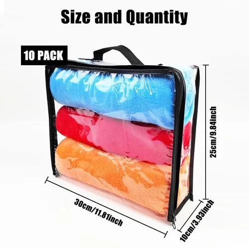 Miniatura 2 de 10 cubos grandes de embalaje de viaje transparente, bolsas de almacenamiento de vinilo transparente con cremallera, bolsa de plástico