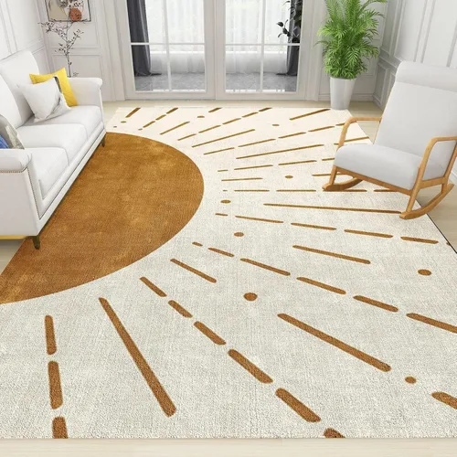 Miniatura 10 de Alfombra minimalista de lujo con diseño geométrico para sala de estar, alfombra moderna con estampado de mármol rosa dorado, alfombra rectangular