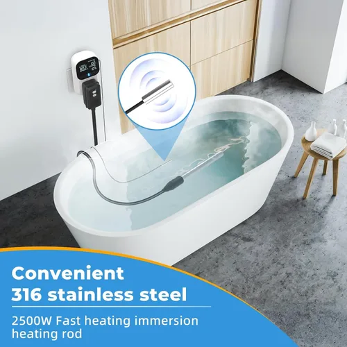 Miniatura 3 de Calentador de agua eléctrico de inmersión de 1800 W, calentadores de agua totalmente sumergibles con termostato y GFCI, para fregaderos, bañeras