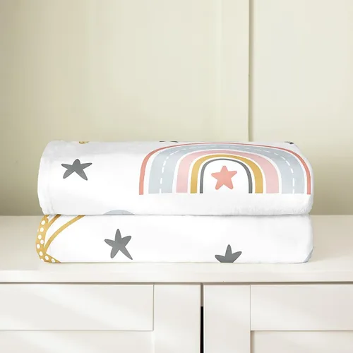 Miniatura 4 de Erosebridal Manta de arco iris para niñas, tamaño individual de 60 x 80, manta de sol y estrellas para niños y niños, manta de forro polar de nube