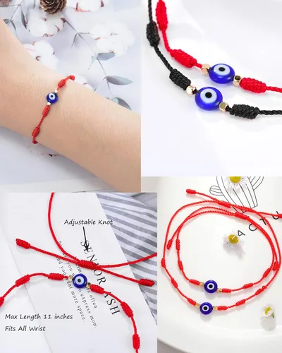 Miniatura 4 de Pulsera de 7 nudos contra el mal de ojo para mujeres, hombres y bebés, cuerda roja negra rosa, protección contra el mal de ojo, buena suerte, regalo