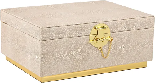 Miniatura 11 de HofferRuffer Elegante Caja Decorativa de Cuero Sintético, Organizador de Caja de Joyería de Almacenamiento, Soporte Organizador de Cosméticos Grande