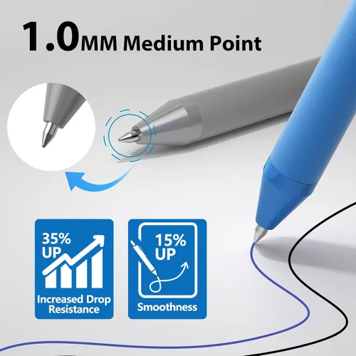 Miniatura 2 de Bolígrafos al por mayor, paquete de 107 bolígrafos de tinta negra y azul, punta media de 1.0 mm, retráctiles al por mayor para escritura suave