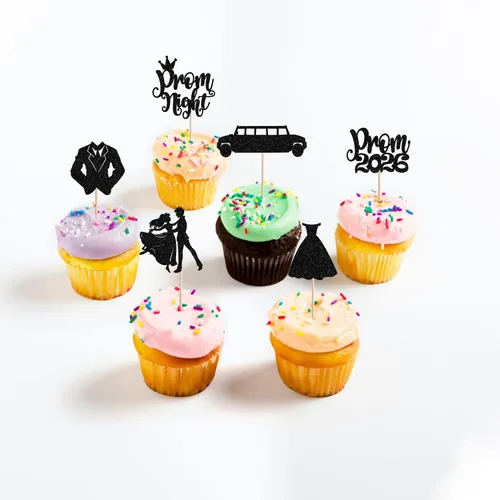 Miniatura 4 de 24 piezas de decoración de cupcakes de graduación para fiesta 2026, selecciones de cupcakes de noche de graduación 2026, decoraciones para pasteles