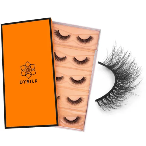 DYSILK Pestañas postizas Wispy - Pestañas postizas de visón 5 pares 6D Extensión de pestañas postizas falsas de visón, Pestañas postizas naturales 5