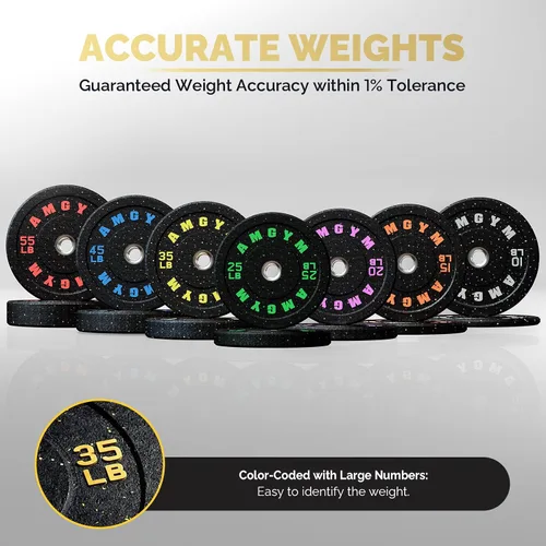 Miniatura 6 de Discos de peso olímpicos de 2 pulgadas y caucho para barras, discos para gimnasio en casa, entrenamiento de fuerza y levantamiento de pesas, 10 a