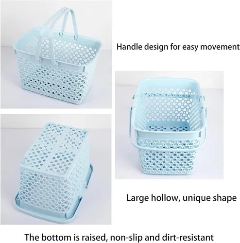 Miniatura 7 de Anyoifax Cesta portátil para ducha, bolsa de limpieza de plástico con asas, organizador de almacenamiento grande para baño, dormitorio