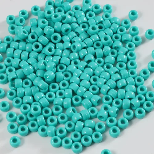 Miniatura 22 de 1000 piezas de cuentas de pony acrílicas de un solo color de 6 x 9 mm a granel para hacer joyas, aretes, trenzado de cabello Azul Oscuro