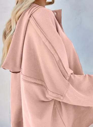 Miniatura 2 de Dokotoo Sudaderas con capucha de manga larga con cuello en V y botones para mujer