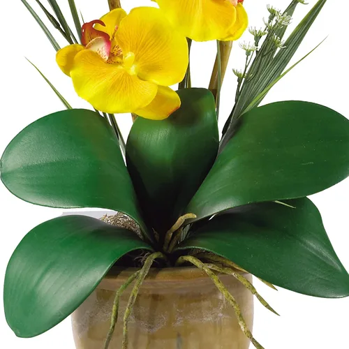 Miniatura 3 de Nearly Natural 1016-GY Phalaenopsis - Arreglo floral de orquídea de seda, amarillo, 9x6x21
