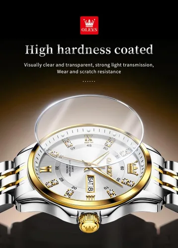 Miniatura 27 de OLEVS - Relojes de diamantes para hombres, relojes de vestir a prueba de agua, relojes analógicos de cuarzo de lujo con calendario de fecha y correa