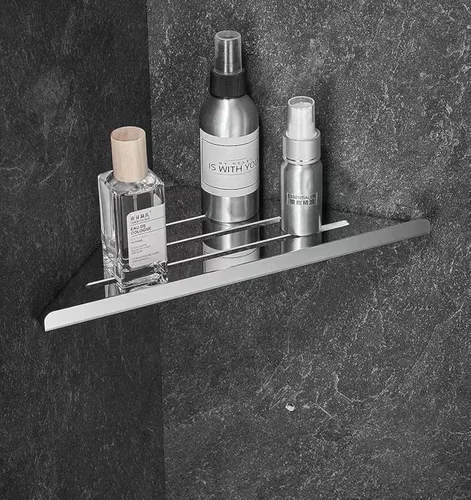 Miniatura 2 de Lavatory - Estante esquinero de acero inoxidable 304 para baño, montaje en pared, triangular, color negro