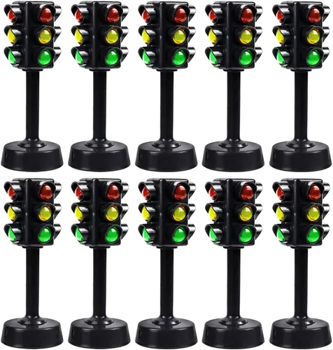 NUOBESTY Juguete de semáforo, semáforos de juguete, modelo de lámparas de tráfico para niños, juego educativo temprano, paquete de 10