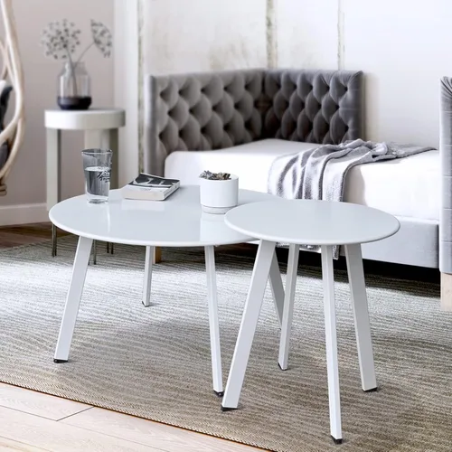 Miniatura 8 de Mesa de centro para patio, mesa redonda de acero de metal para exteriores, resistente a la intemperie, mesa antioxidante (negro)