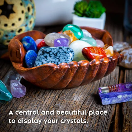 Miniatura 4 de Cuenco de manos talladas, soporte de cristal para piedras, soporte para colección de rocas, bandeja de almacenamiento de exhibición, cuenco de manos