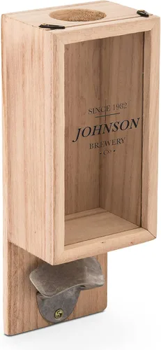 Weddingstar Abrebotellas montado en la pared de madera personalizado y soporte para tapa de botella - Brewery Co