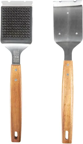 Miniatura 7 de BBQ-Aid Cepillo y raspador para parrilla de barbacoa – Cepillo de parrilla para parrilla al aire libre con mango de madera extendido, grande