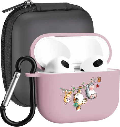 Miniatura 10 de Funda compatible con Airpods de 3ª generación, linda funda para Airpods 3, diseño de rana, protectora para mujeres y niñas con llavero para Apple