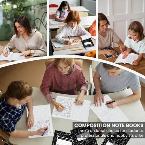 Miniatura 6 de Cuaderno de composición de mármol, paquete de 5 cuadernos de composición a granel con rayas anchas, 100 hojas (200 páginas) 7-1/2 x 9-3/4 pulgadas