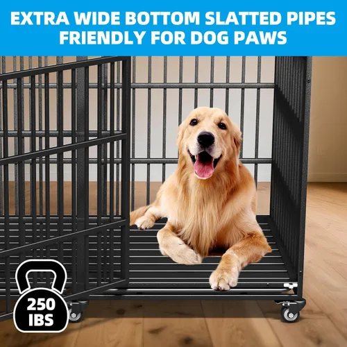 Miniatura 4 de Jaula resistente para perros de 64 pulgadas, indestructible, a prueba de fugas, para perros de ansiedad alta, extra XL, de gran tamaño, para razas