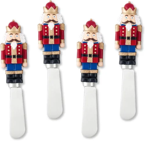 Miniatura 9 de Supreme Housewares Cuchillos esparcidores de queso y mantequilla, decoración navideña, mango de resina pintado a mano de 4 piezas con hoja de acero