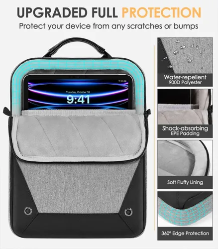 Miniatura 4 de MoKo Funda para tablet de 9 a 11 pulgadas, funda de transporte protetivo de 360° compatible con iPad 10th 10.9, iPad Air 5/4th 10.9, iPad 9/8th Gris