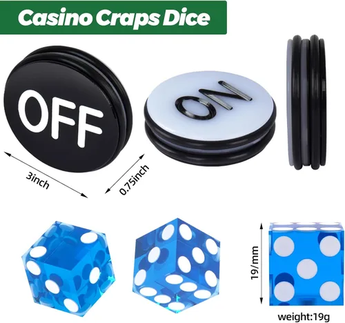 Miniatura 3 de Juego de mesa de dados, incluye alfombrilla de goma de 35 x 70 pulgadas, 2 dados AAA de 0.748 in, botones de encendido/apagado de 3 pulgadas y 200