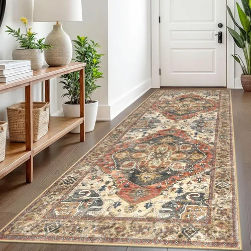 Miniatura 91 de SIILOOM Alfombra lavable de 2 x 3 pies, alfombra suave color taupe ceniza para entrada, tapete antideslizante para puerta de interior, tapete