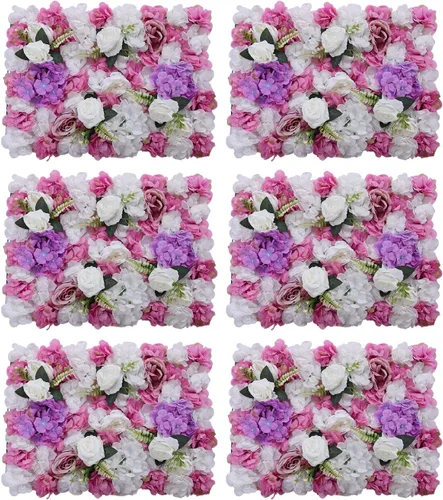 Miniatura 13 de Paneles de flores para decoración de pared, panel de fondo de pared de flores artificiales, decoración de flores, 23.6 x 15.7 in (24 x 16 pulgadas)