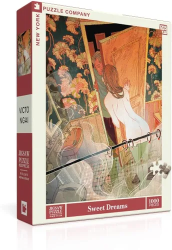 New York Puzzle Company - Victo Ngai Sweet Dreams - Rompecabezas de 1000 piezas románticas por Victo Ngai