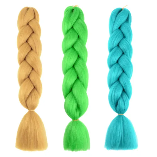 Miniatura 36 de Xiaofeng Extensiones de cabello trenzado coloridas Ombre de 61 cm, 3 unidades, trenzas Jumbo de alta temperatura para trenzas en zigzag y trenzas