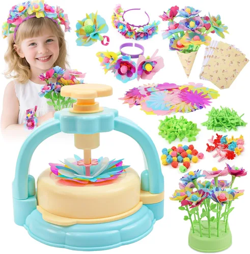 Kit de manualidades de flores para niños de 4 a 8 años – Ramo de tela DIY juguete para niñas y niños – Regalo STEM reutilizable sin pegamento – Haz