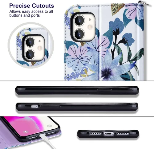 Miniatura 8 de ULAK Funda de piel sintética compatible con iPhone 11 con tarjetero y cierre magnético con función atril, a prueba de golpes, para iPhone 11 de 6.1